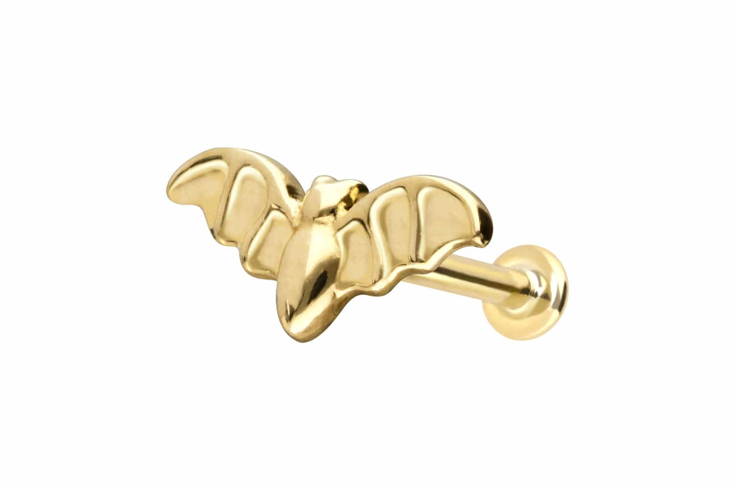 14 Karat Gold Labret Piercing mit Innengewinde FLEDERMAUS